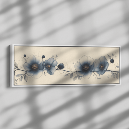 Minimalist Monochrome Line Art Flowers Solid Beige Background Ultra Clean Lines Modern Aesthetic Ultra High Definition Panoramic Framed Canvas Wall Art - Awakening Righteousness