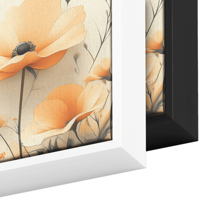 Minimalist Monochrome Line Art Flowers Solid Beige Background Ultra Clean Lines Modern Aesthetic Ultra High Definition Panoramic Framed Canvas Wall Art - Awakening Righteousness