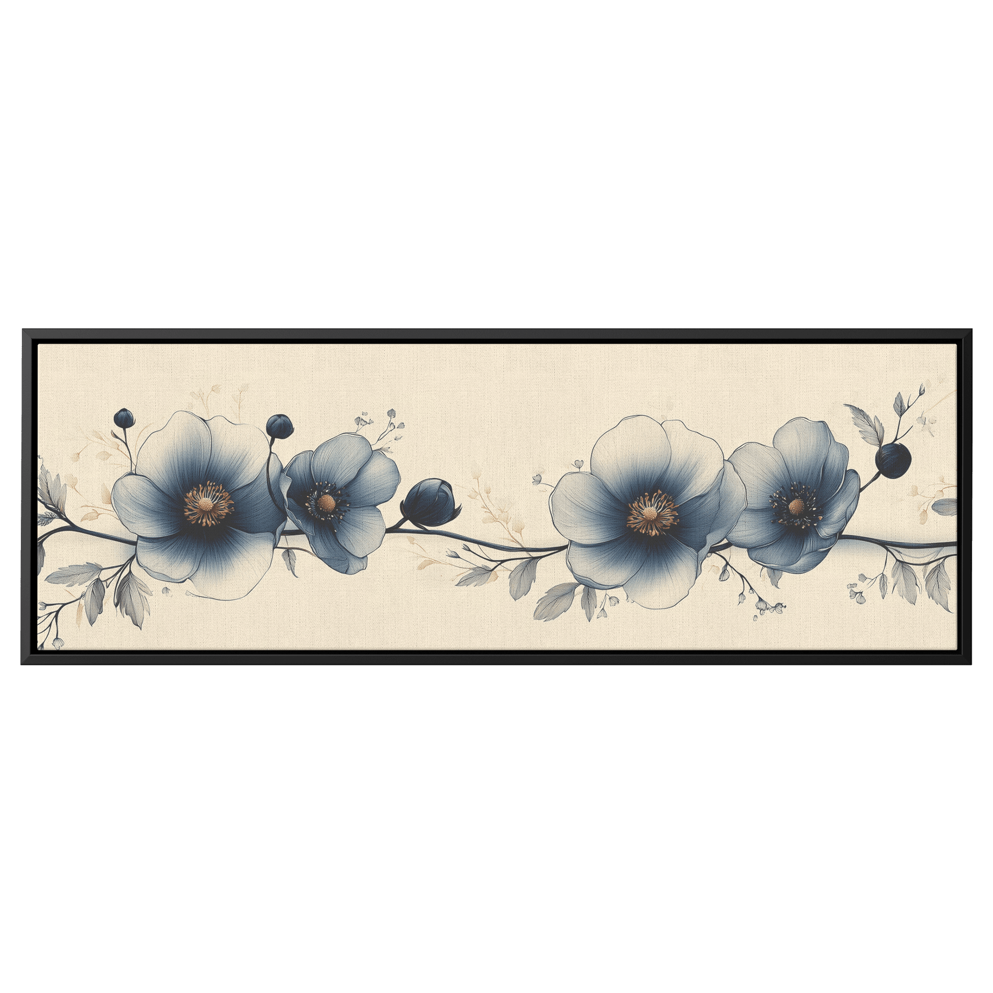 Minimalist Monochrome Line Art Flowers Solid Beige Background Ultra Clean Lines Modern Aesthetic Ultra High Definition Panoramic Framed Canvas Wall Art - Awakening Righteousness