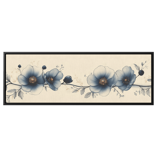 Minimalist Monochrome Line Art Flowers Solid Beige Background Ultra Clean Lines Modern Aesthetic Ultra High Definition Panoramic Framed Canvas Wall Art - Awakening Righteousness