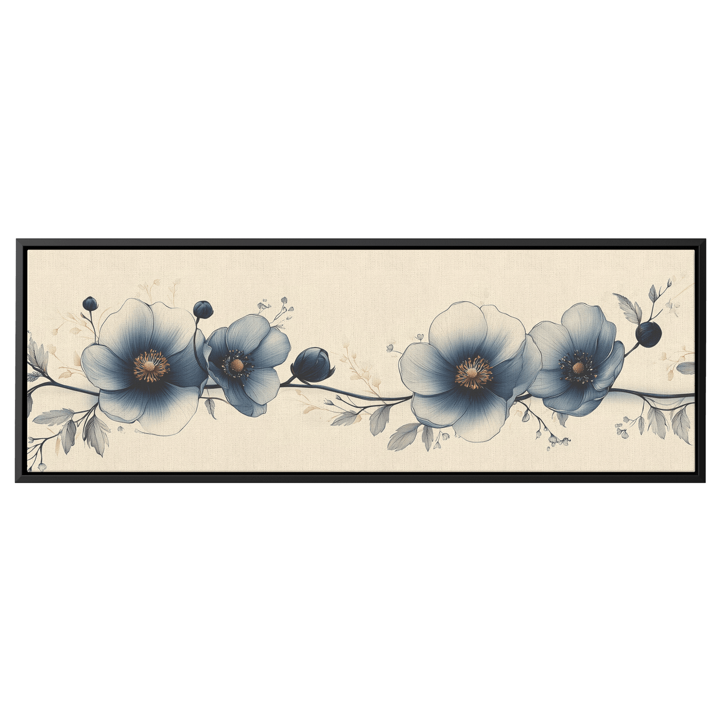 Minimalist Monochrome Line Art Flowers Solid Beige Background Ultra Clean Lines Modern Aesthetic Ultra High Definition Panoramic Framed Canvas Wall Art - Awakening Righteousness