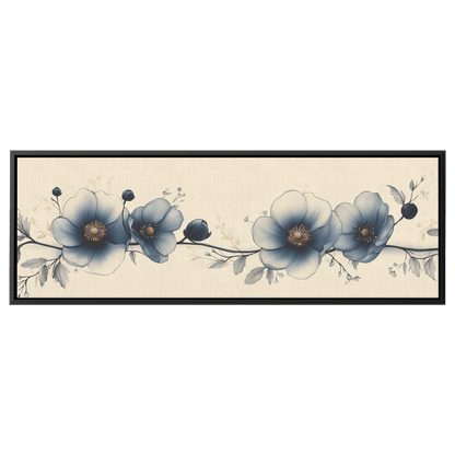 Minimalist Monochrome Line Art Flowers Solid Beige Background Ultra Clean Lines Modern Aesthetic Ultra High Definition Panoramic Framed Canvas Wall Art - Awakening Righteousness