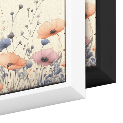 Minimalist Monochrome Line Art Garden Flowers Thin Clean Lines Warm Beige Background Ultra High Definition Elegant Design Panoramic Framed Canvas Wall Art - Awakening Righteousness