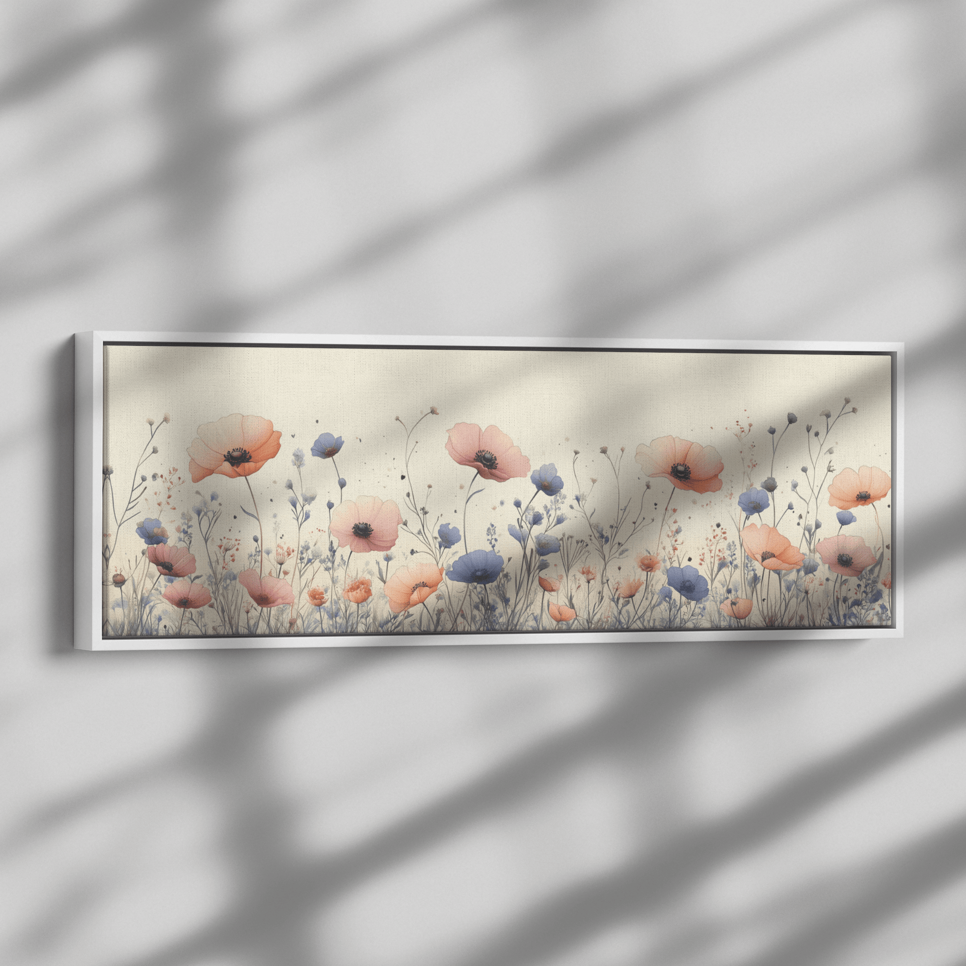 Minimalist Monochrome Line Art Garden Flowers Thin Clean Lines Warm Beige Background Ultra High Definition Elegant Design Panoramic Framed Canvas Wall Art - Awakening Righteousness