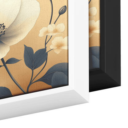 Minimalist Monochrome Line Art Garden Flowers Thin Clean Lines Warm Beige Background Ultra High Definition Elegant Design Panoramic Framed Canvas Wall Art - Awakening Righteousness