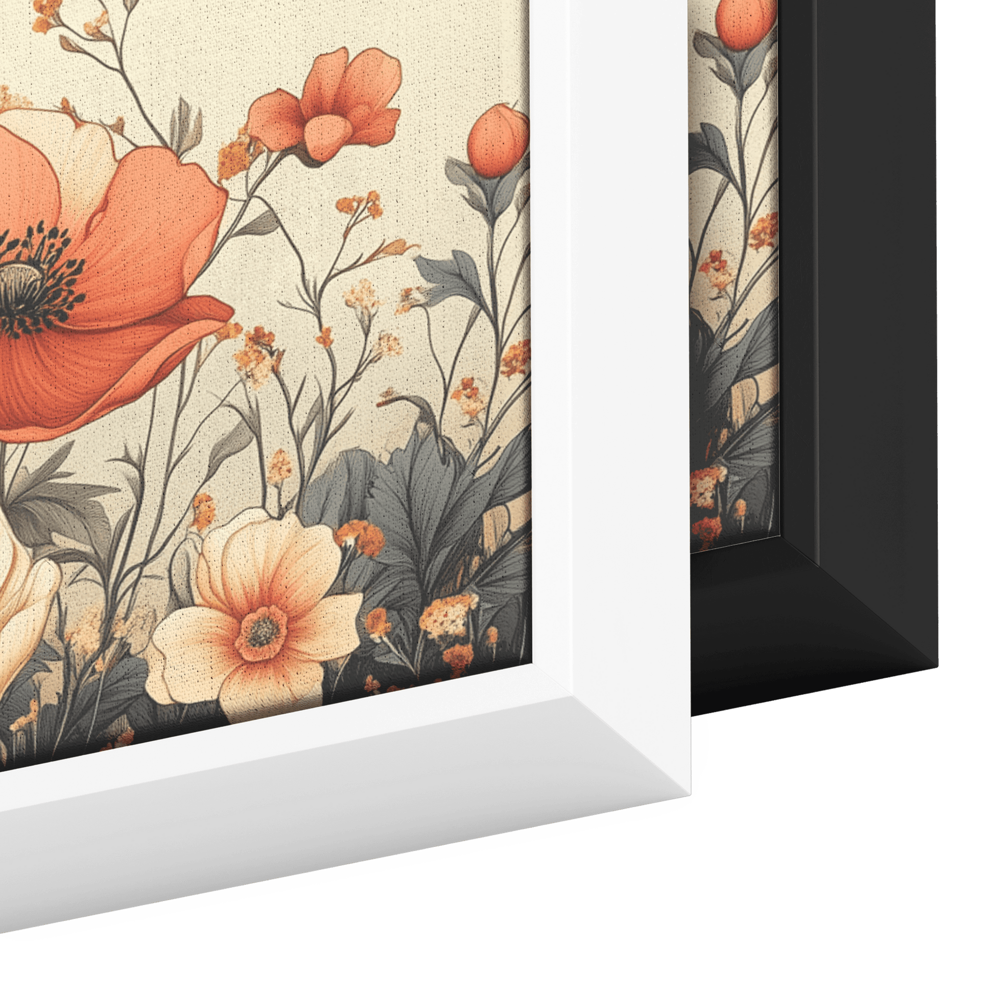 Minimalist Monochrome Line Art Garden Flowers Thin Clean Lines Warm Beige Background Ultra High Definition Elegant Design Panoramic Framed Canvas Wall Art - Awakening Righteousness