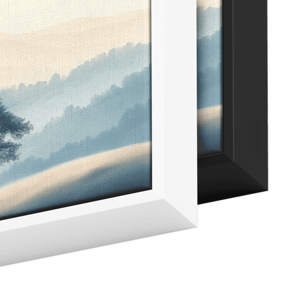 Minimalist Nature Artwork Distant Hills Tree Silhouettes Taupe Light Beige Tones Ultra High Definition Clean Design Panoramic Framed Canvas Wall Art - Awakening Righteousness