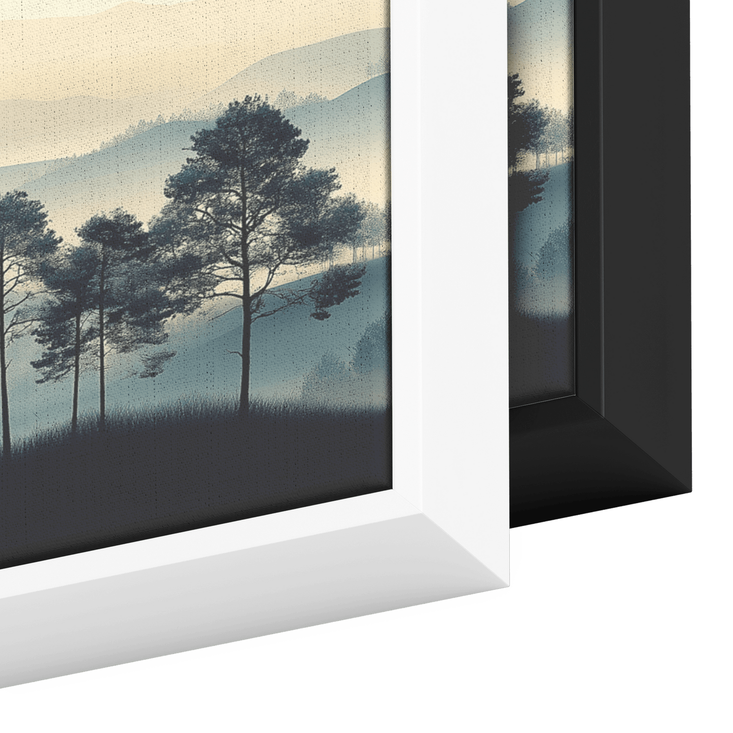 Minimalist Nature Artwork Distant Hills Tree Silhouettes Taupe Light Beige Tones Ultra High Definition Clean Design Panoramic Framed Canvas Wall Art - Awakening Righteousness