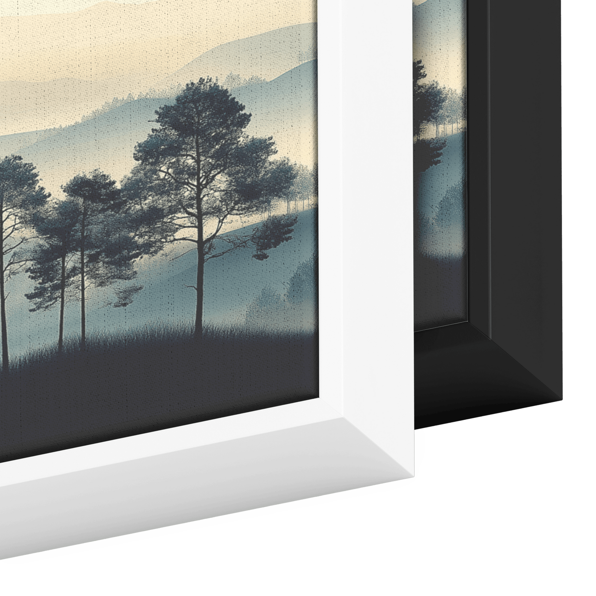 Minimalist Nature Artwork Distant Hills Tree Silhouettes Taupe Light Beige Tones Ultra High Definition Clean Design Panoramic Framed Canvas Wall Art - Awakening Righteousness
