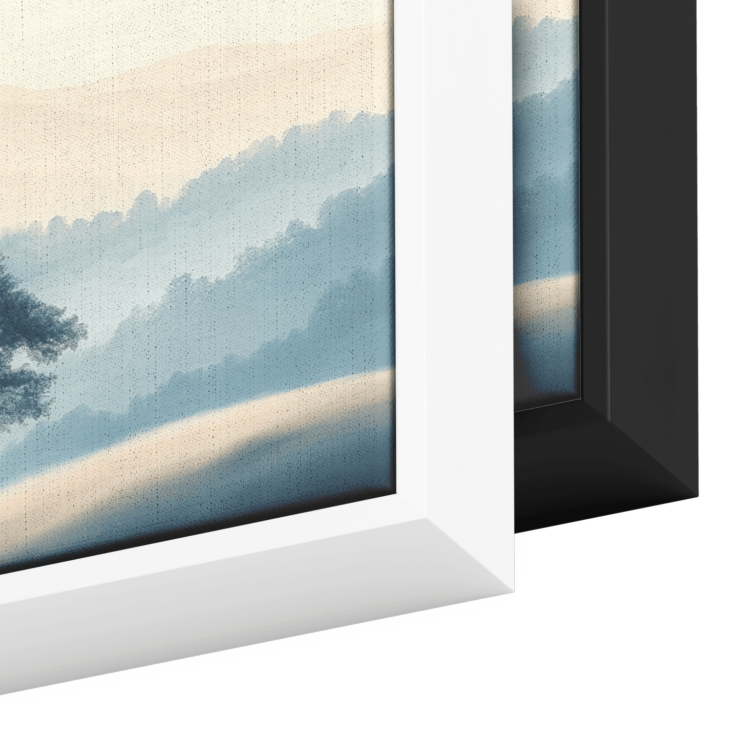 Minimalist Nature Artwork Distant Hills Tree Silhouettes Taupe Light Beige Tones Ultra High Definition Clean Design Panoramic Framed Canvas Wall Art - Awakening Righteousness