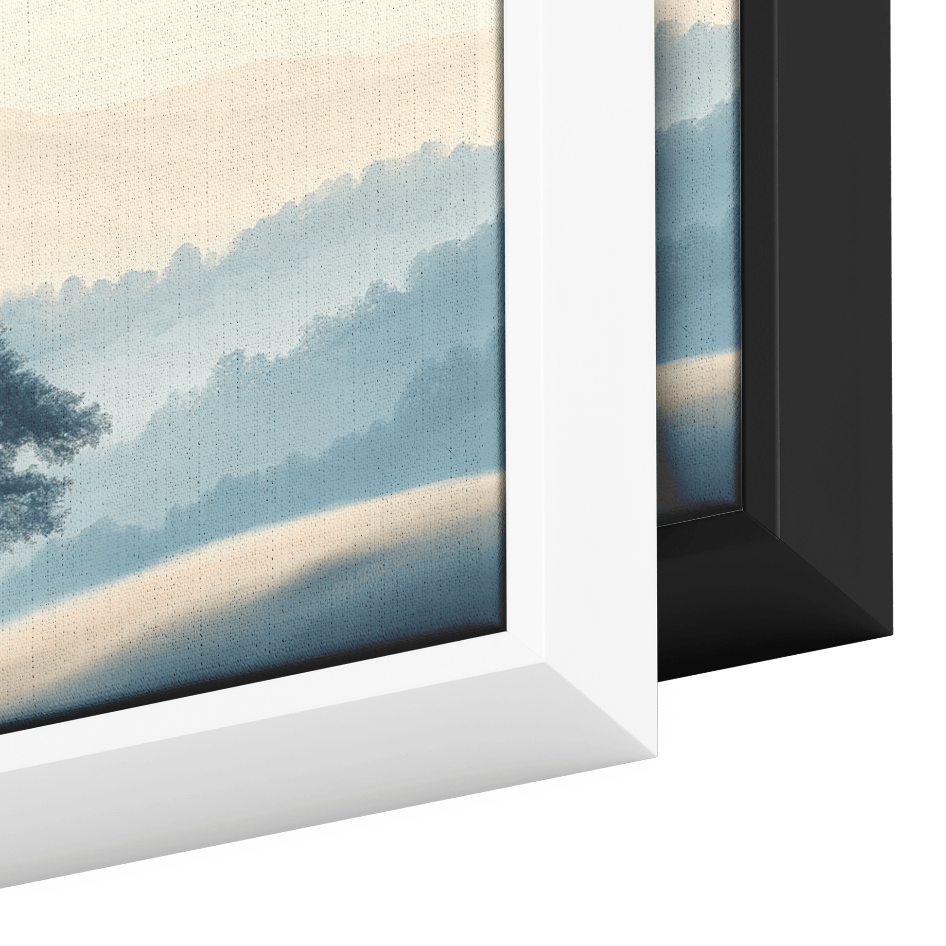 Minimalist Nature Artwork Distant Hills Tree Silhouettes Taupe Light Beige Tones Ultra High Definition Clean Design Panoramic Framed Canvas Wall Art - Awakening Righteousness