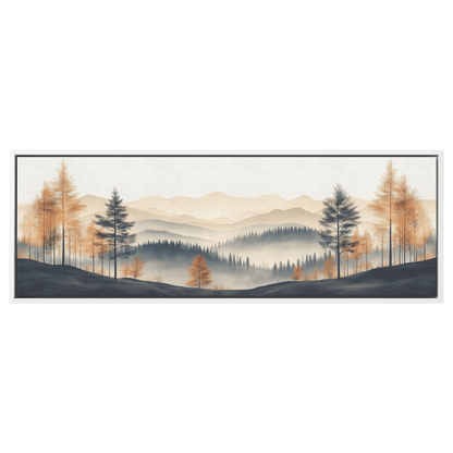 Minimalist Nature Artwork Distant Hills Tree Silhouettes Taupe Light Beige Tones Ultra High Definition Clean Design Panoramic Framed Canvas Wall Art - Awakening Righteousness