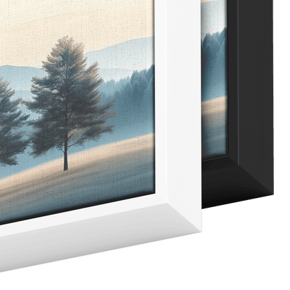 Minimalist Nature Artwork Distant Hills Tree Silhouettes Taupe Light Beige Tones Ultra High Definition Clean Minimalist Panoramic Framed Canvas Wall Art - Awakening Righteousness