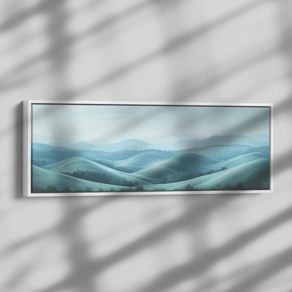 Minimalist Panoramic Artwork Rolling Hills Soft Taupe Palette Muted Highlights Ultra High Definition Tranquil Elegant Panoramic Framed Canvas Wall Art - Awakening Righteousness