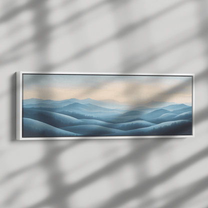 Minimalist Panoramic Artwork Rolling Hills Soft Taupe Palette Muted Highlights Ultra High Definition Tranquil Elegant Panoramic Framed Canvas Wall Art - Awakening Righteousness