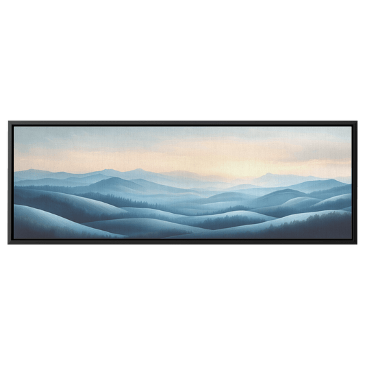 Minimalist Panoramic Artwork Rolling Hills Soft Taupe Palette Muted Highlights Ultra High Definition Tranquil Elegant Panoramic Framed Canvas Wall Art - Awakening Righteousness