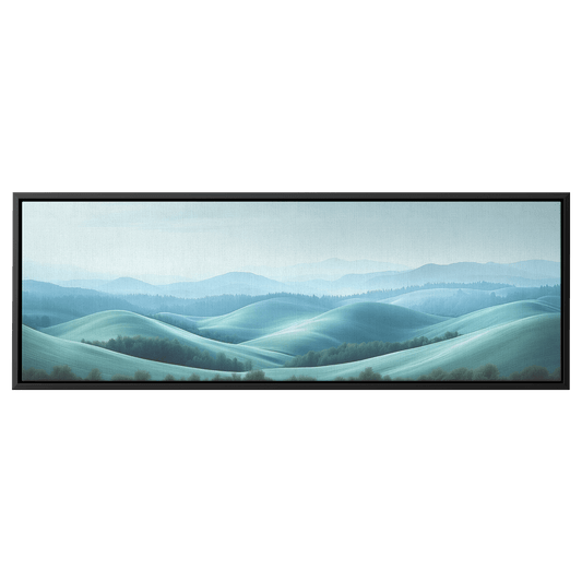 Minimalist Panoramic Artwork Rolling Hills Soft Taupe Palette Muted Highlights Ultra High Definition Tranquil Elegant Panoramic Framed Canvas Wall Art - Awakening Righteousness