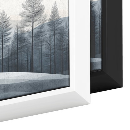 Minimalist Panoramic Nature Illustration Rolling Hills Sparse Tree Lines Soft Gray Taupe Ultra High Definition Panoramic Framed Canvas Wall Art - Awakening Righteousness