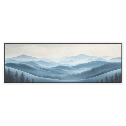 Minimalist Panoramic Nature Illustration Rolling Hills Sparse Tree Lines Soft Gray Taupe Ultra High Definition Panoramic Framed Canvas Wall Art - Awakening Righteousness