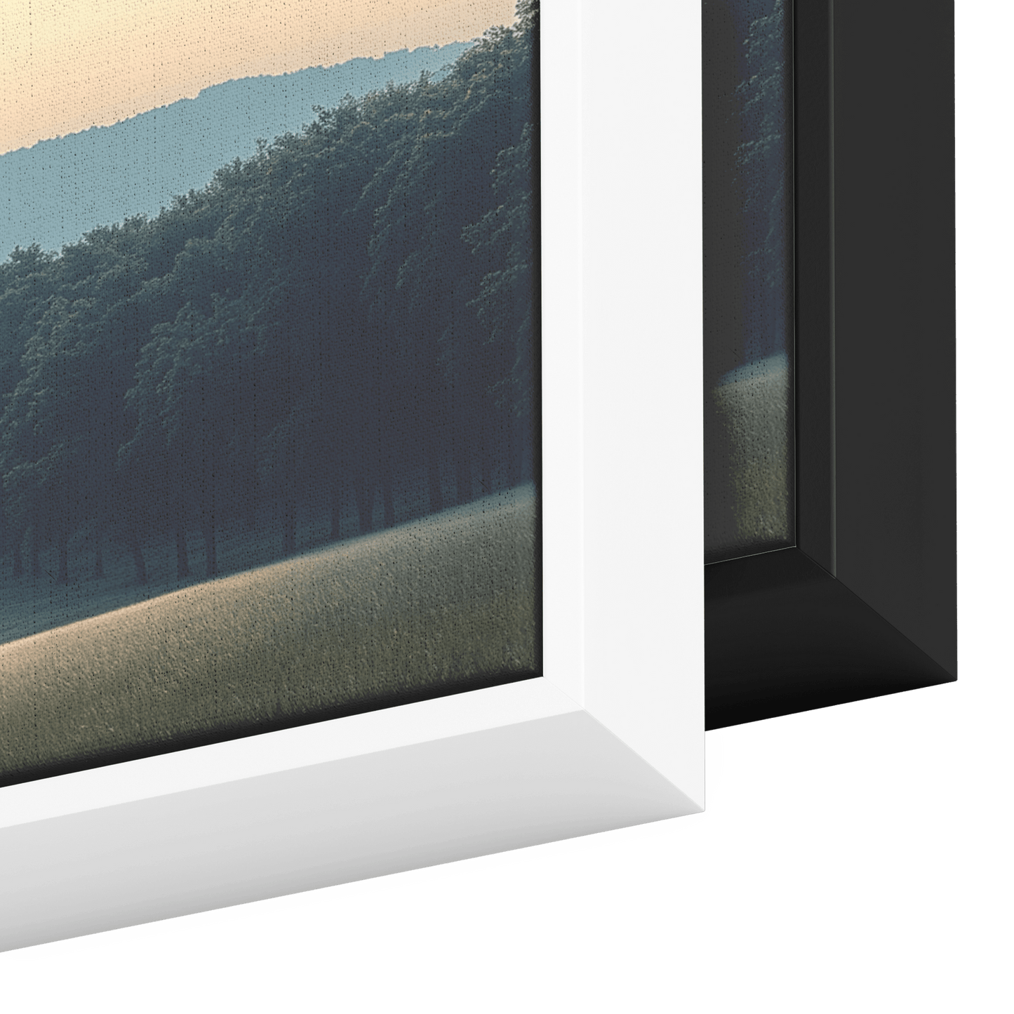 Minimalist Panoramic Scene Hills Tree Lines Soft Beige Taupe Tones Clean Lines Ultra High Definition Elegant Finish Panoramic Framed Canvas Wall Art - Awakening Righteousness