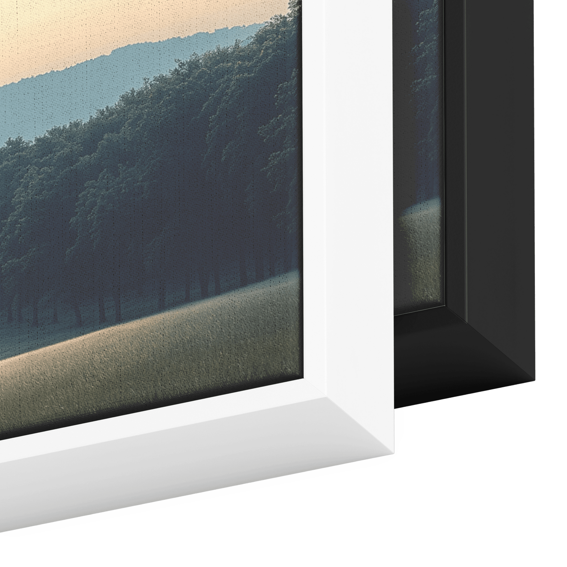 Minimalist Panoramic Scene Hills Tree Lines Soft Beige Taupe Tones Clean Lines Ultra High Definition Elegant Finish Panoramic Framed Canvas Wall Art - Awakening Righteousness