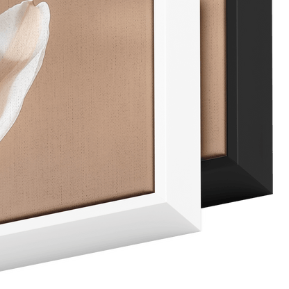Minimalist Single Stem Floral Artwork Tulip Minimal Details Matte Beige Background Ultra High Definition Clean Modern Design Panoramic Framed Canvas Wall Art - Awakening Righteousness