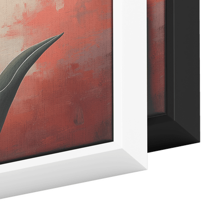 Minimalist Single Stem Floral Artwork Tulip Minimal Details Matte Beige Background Ultra High Definition Clean Modern Design Panoramic Framed Canvas Wall Art - Awakening Righteousness