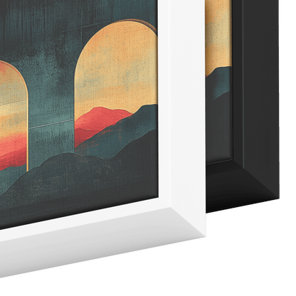 Modern Arches Sunburst Pastel Earth Tones Artwork For Contemporary Home Office Decor Panoramic Framed Canvas Wall Art - Awakening Righteousness