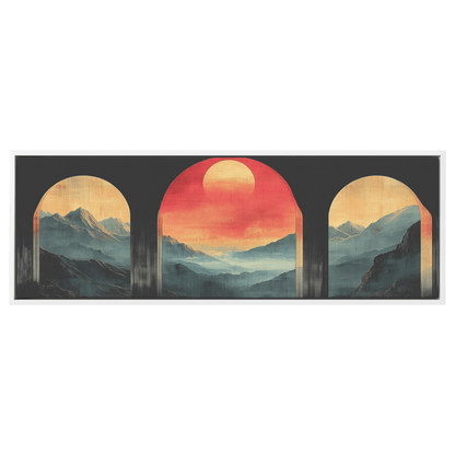 Modern Arches Sunburst Pastel Earth Tones Artwork For Contemporary Home Office Decor Panoramic Framed Canvas Wall Art - Awakening Righteousness