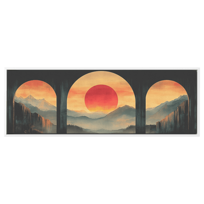 Modern Arches Sunburst Pastel Earth Tones Artwork For Contemporary Home Office Decor Panoramic Framed Canvas Wall Art - Awakening Righteousness