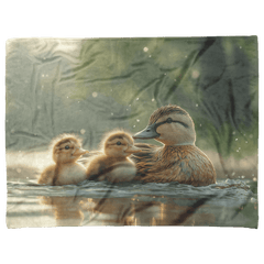 Mother Duck and Ducklings Cozy Fleece Sherpa Blanket - Awakening Aesthetics
