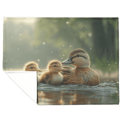 Mother Duck and Ducklings Cozy Fleece Sherpa Blanket - Awakening Aesthetics