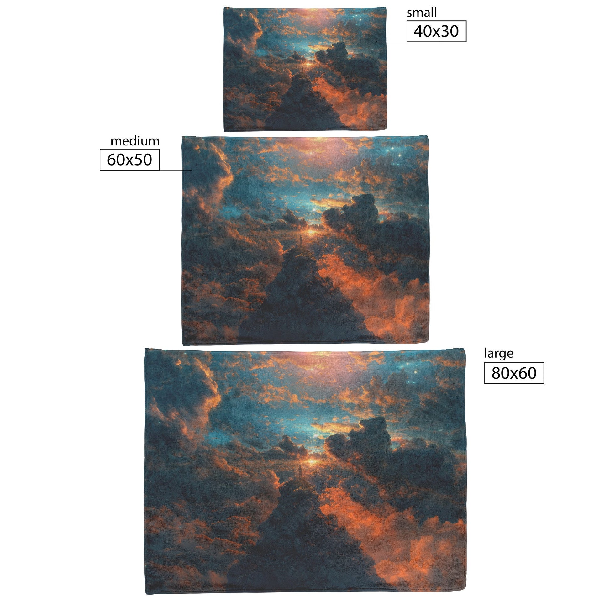 Mountain Peak Fleece Sherpa Blanket Featuring Majestic Sunset and Radiant Clouds in a Heavenly Sky - Awakening Righteousness