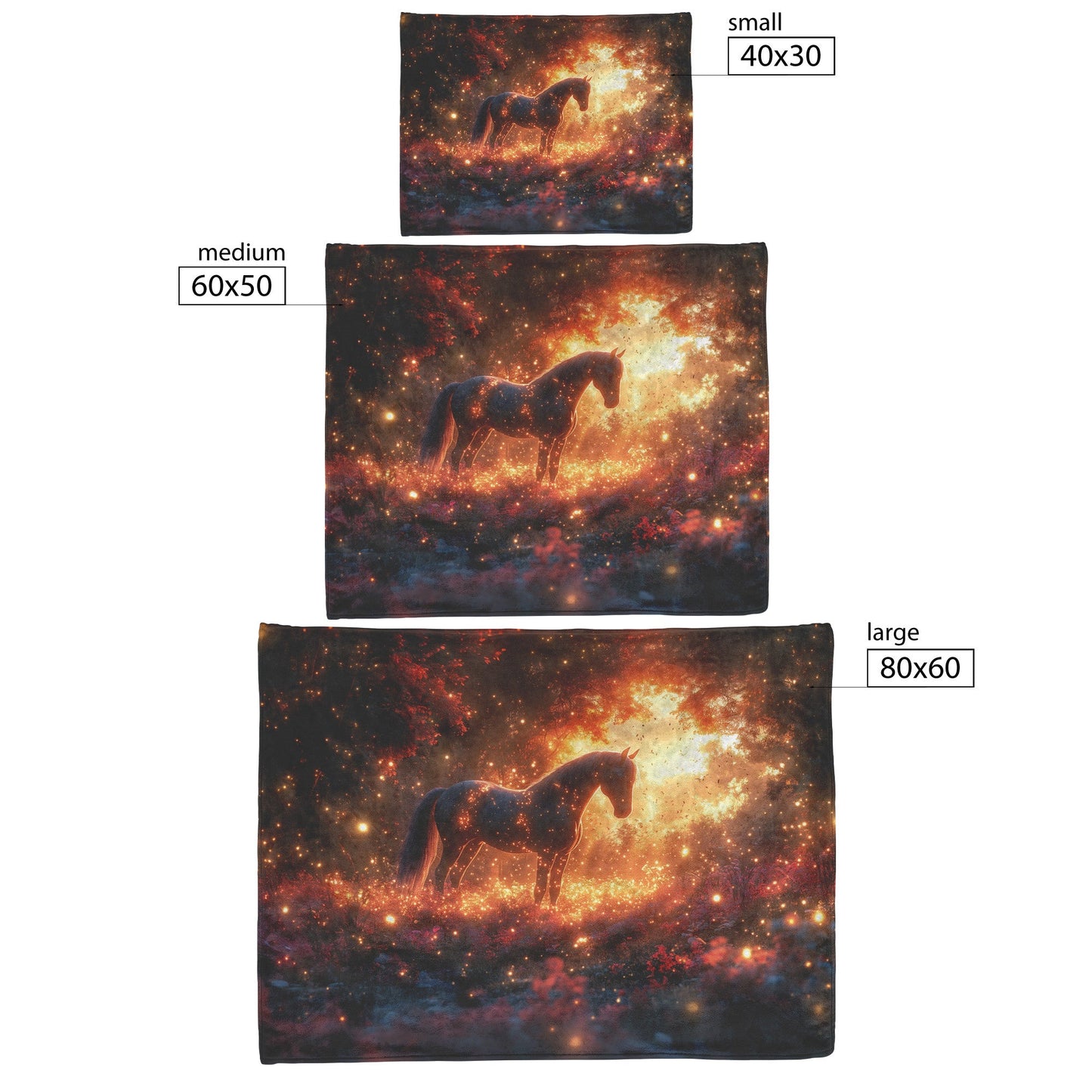 Mystical Glowing Horse in Magical Forest with Fireflies and Soft Glowing Plants Luminous Fleece Sherpa Blanket - Awakening Righteousness
