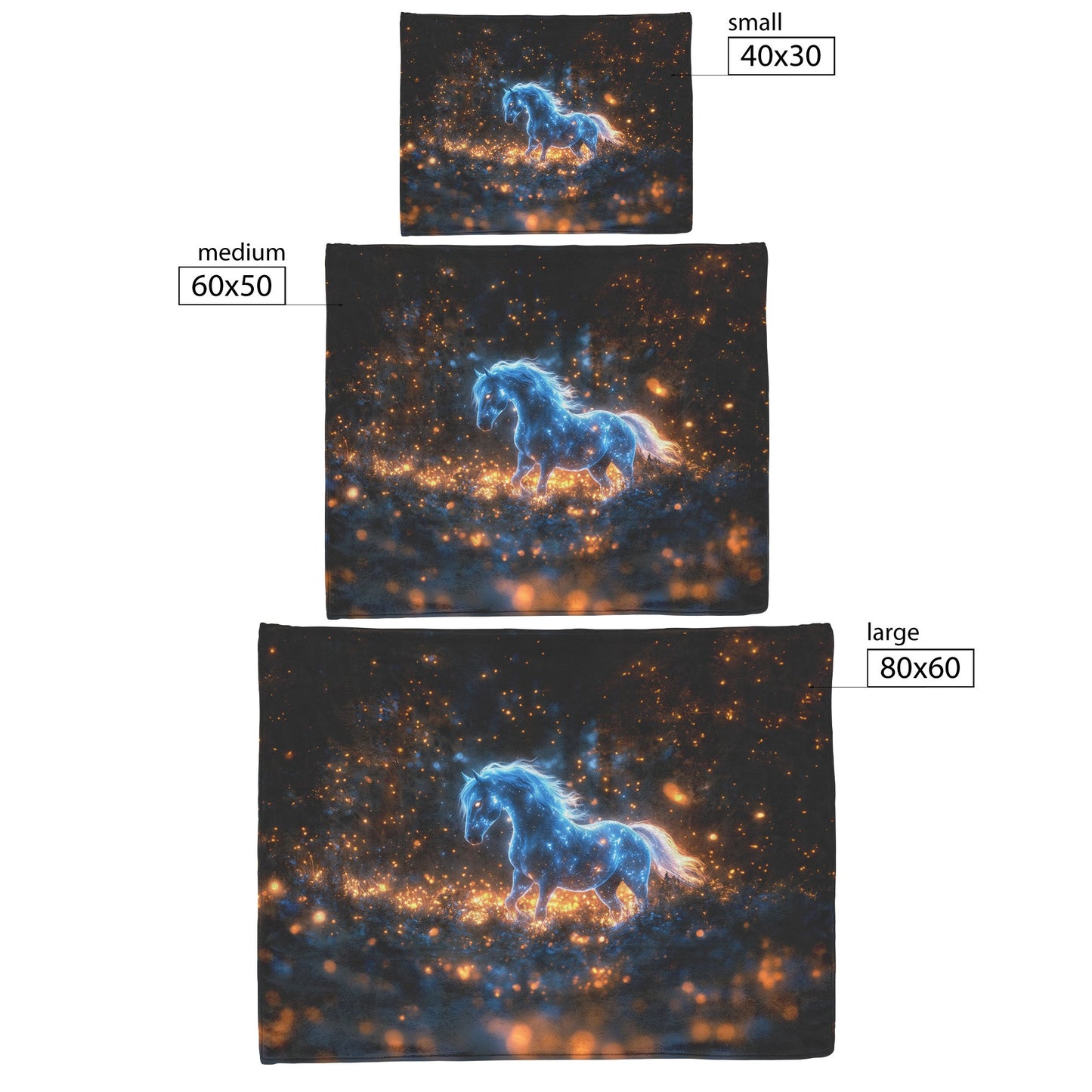 Mystical Glowing Horse in Magical Forest with Fireflies and Soft Glowing Plants Luminous Fleece Sherpa Blanket - Awakening Righteousness