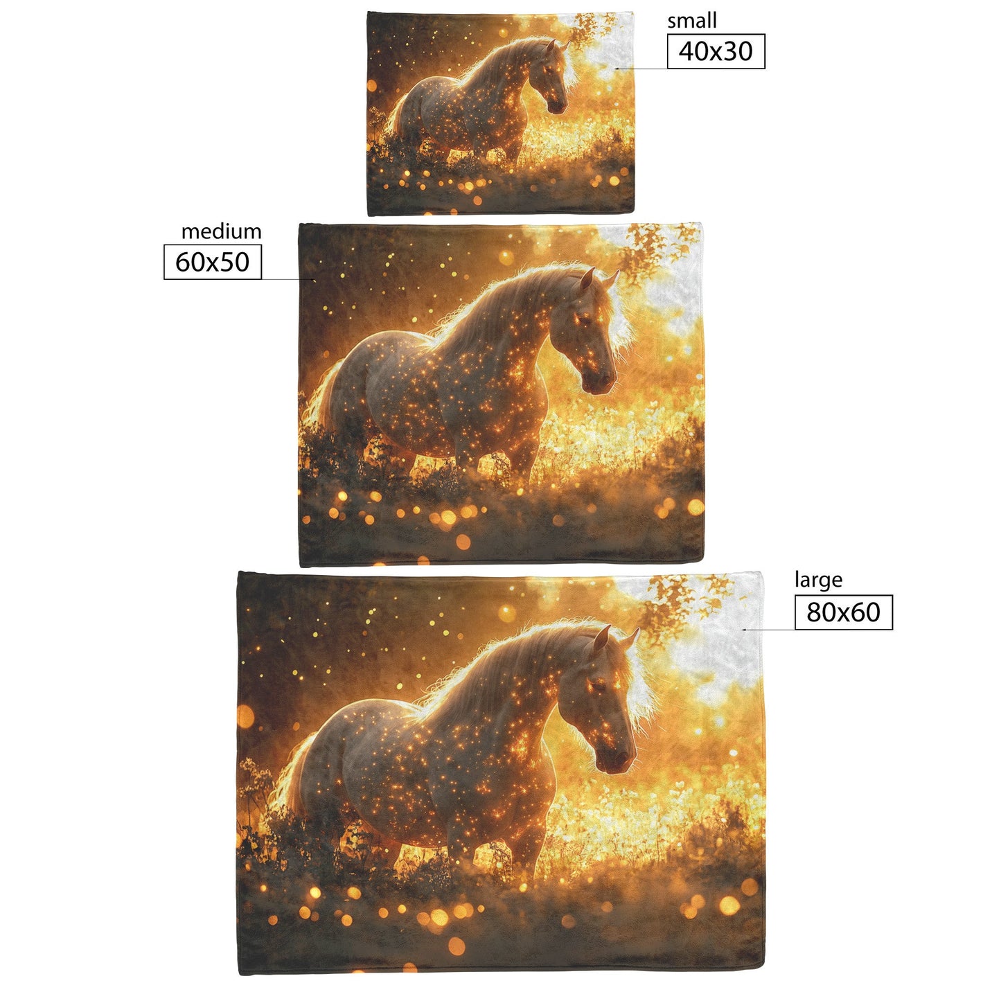 Mystical Glowing Horse in Magical Forest with Fireflies and Soft Glowing Plants Surreal Atmosphere Fleece Sherpa Blanket - Awakening Righteousness
