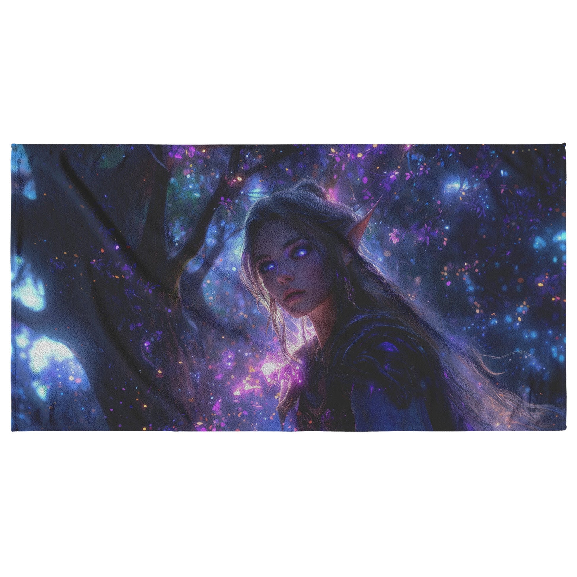 Mystical Night Elf Beach Towel Enchanting Forest Glow and Ethereal Elegance - Awakening Righteousness