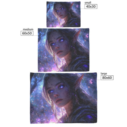 Mystical Night Elf Fleece Sherpa Blanket Featuring Radiant Holy Female Alliance Elf in Enchanted Forest - Awakening Righteousness