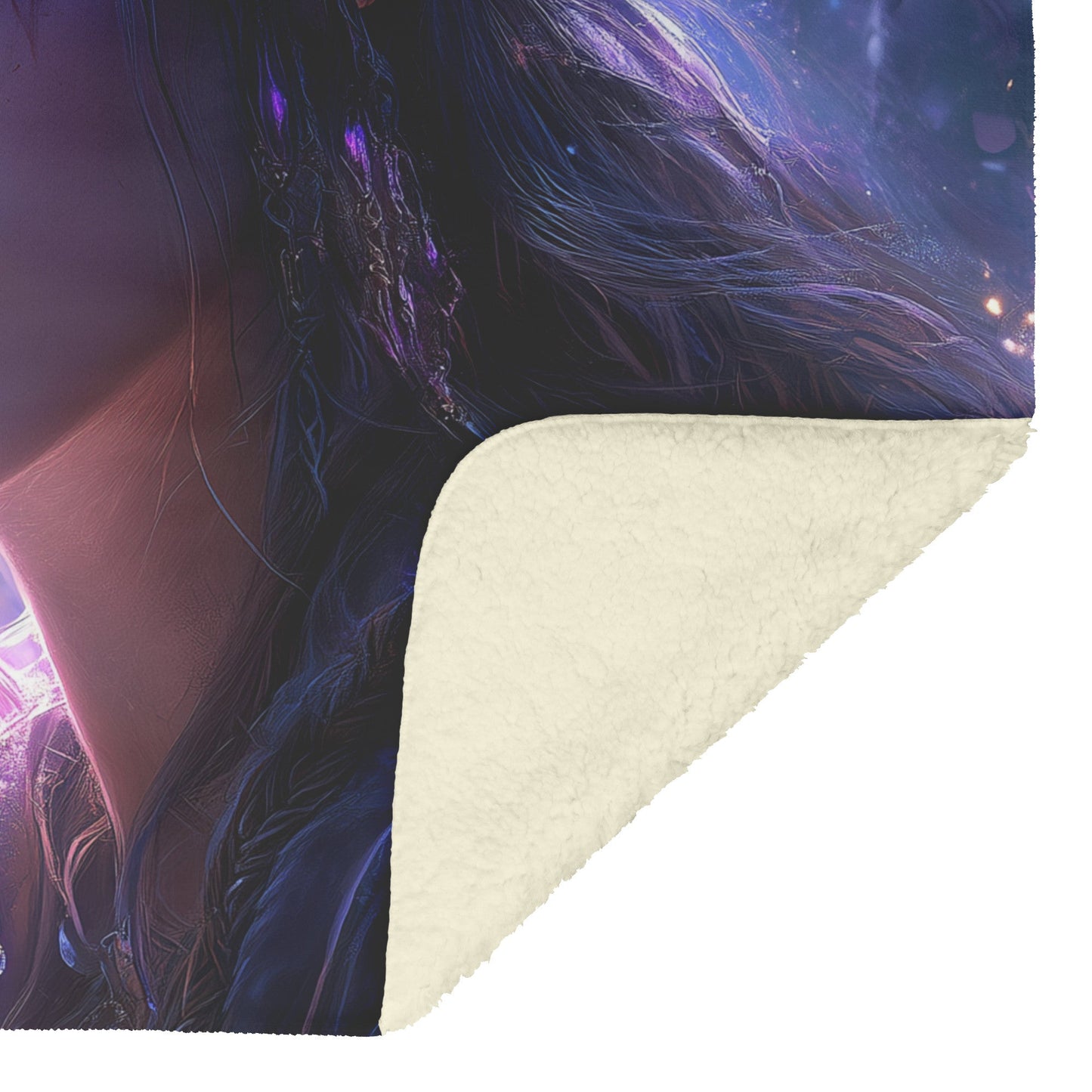 Mystical Night Elf Fleece Sherpa Blanket Featuring Radiant Holy Female Alliance Elf in Enchanted Forest - Awakening Righteousness