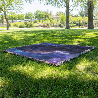 Mystical Night Elf Woven Throw Blanket Enchanting Fantasy Art Purple Glow Alliance Inspired Home Decor and Gifts - Awakening Righteousness