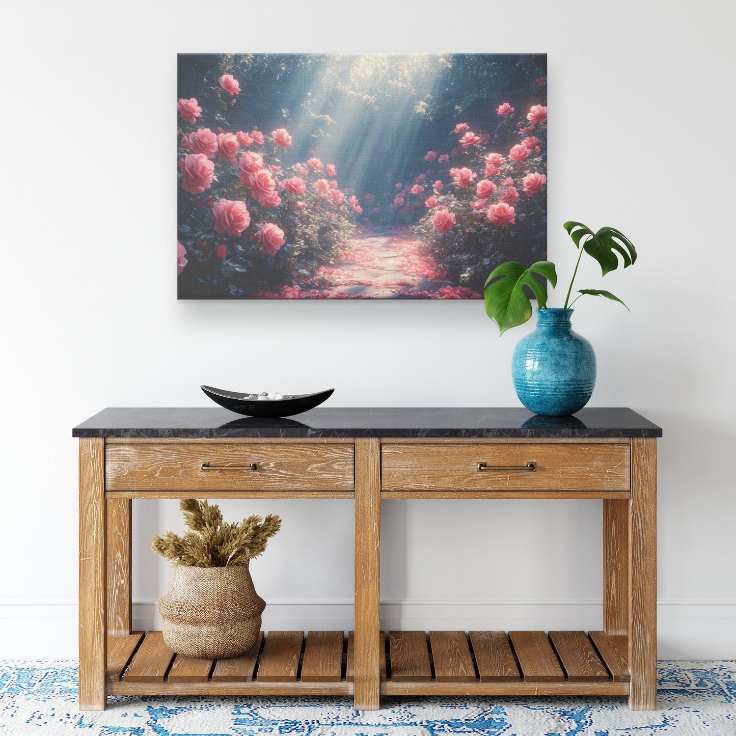 Narrow Path Through Heavenly Rose Garden Christian Canvas Wall Art Decor - Awakening Righteousness