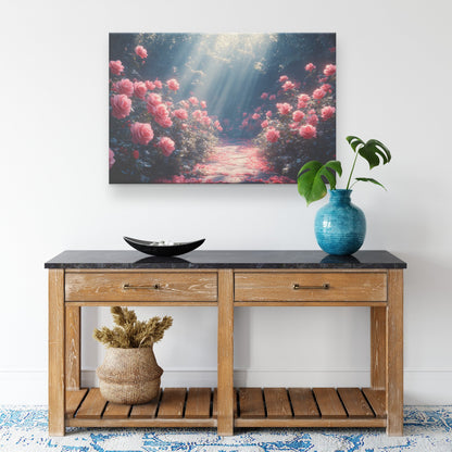 Narrow Path Through Heavenly Rose Garden Christian Canvas Wall Art Decor - Awakening Righteousness