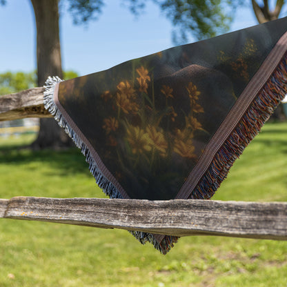 Narrow Path to the Cross Woven Throw Blanket Christian Faith Inspired Decor Vibrant Floral Design for Home or Gift - Awakening Righteousness