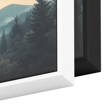 Neutral Toned Panoramic Artwork Rolling Hills Misty Forest Clean Minimal Linework Ultra High Definition Panoramic Framed Canvas Wall Art - Awakening Righteousness