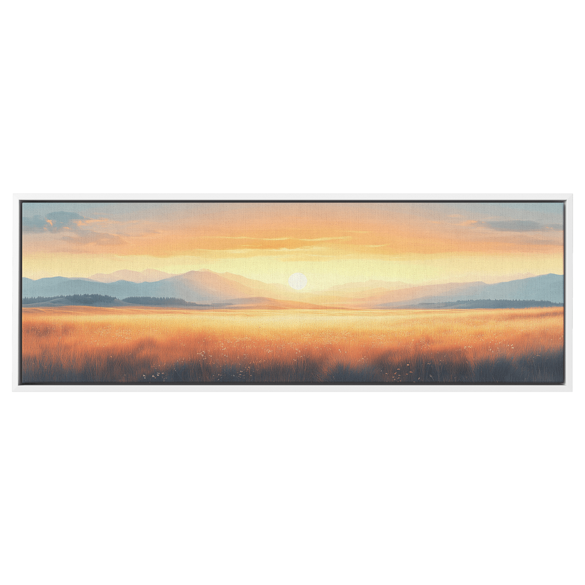 Neutral Toned Panoramic Illustration Open Field Subtle Gradients Beige Taupe Ultra High Definition Elegant Minimalism Panoramic Framed Canvas Wall Art - Awakening Righteousness
