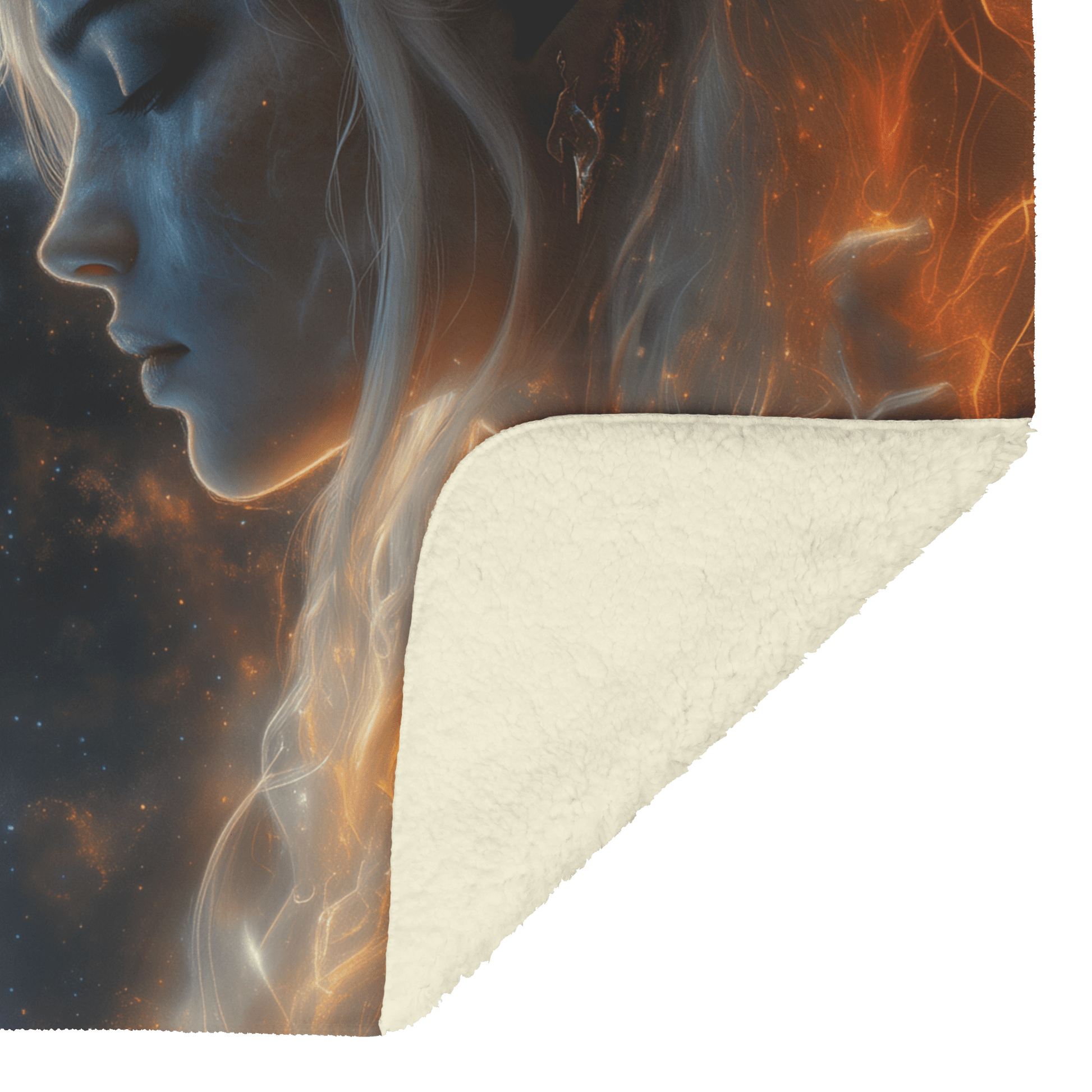Night Elf Mage Fleece Sherpa Blanket Arcane Energy Silver Teal Highlights Shimmering Textures Cascading Stars Bold Dynamic WoW Design - Awakening Righteousness