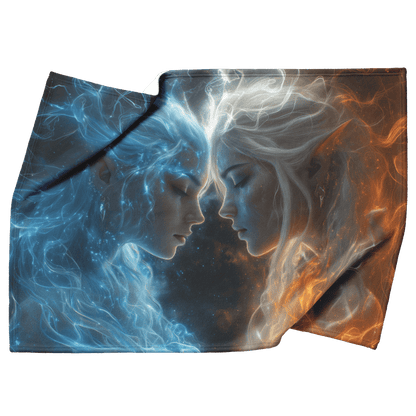 Night Elf Mage Fleece Sherpa Blanket Arcane Energy Silver Teal Highlights Shimmering Textures Cascading Stars Bold Dynamic WoW Design - Awakening Righteousness