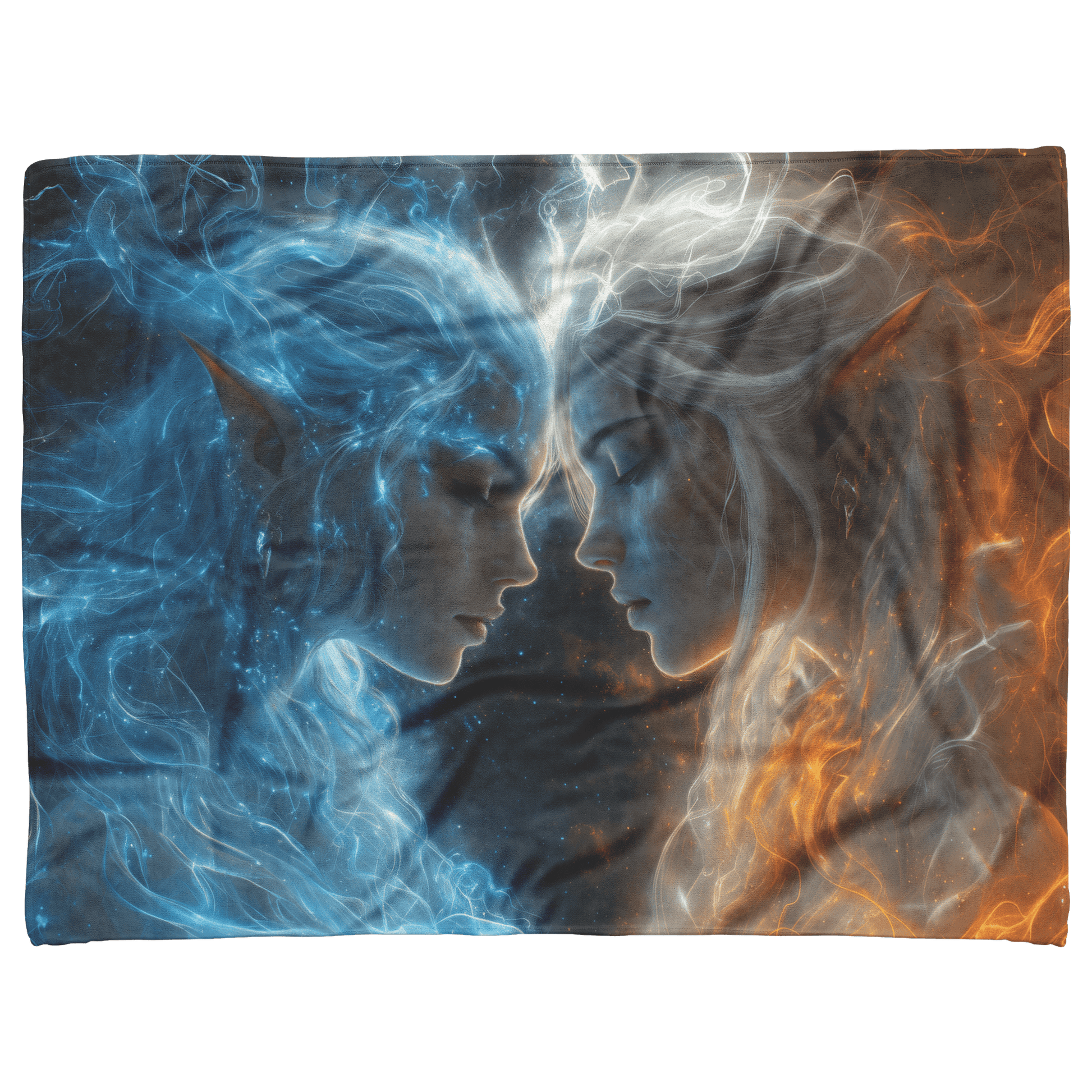 Night Elf Mage Fleece Sherpa Blanket Arcane Energy Silver Teal Highlights Shimmering Textures Cascading Stars Bold Dynamic WoW Design - Awakening Righteousness