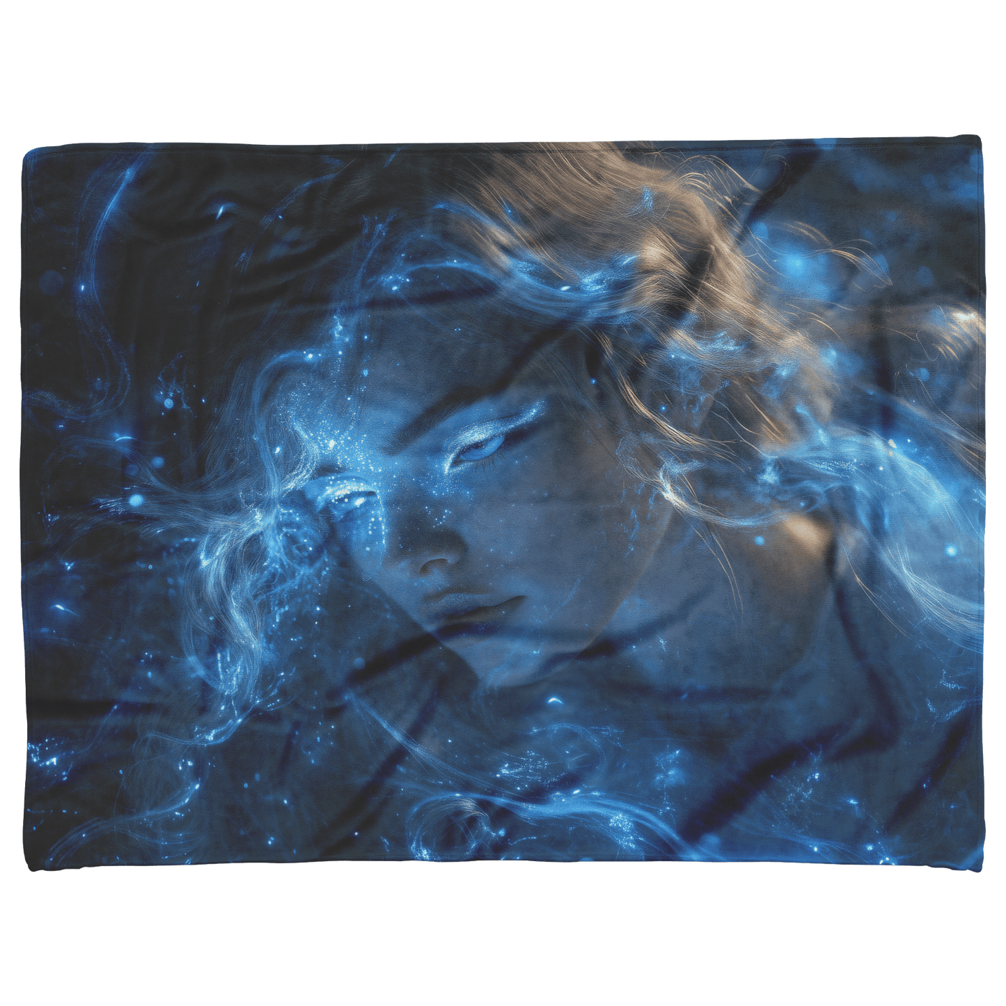 Night Elf Mage Fleece Sherpa Blanket Frost Spell Shimmering Stars Silver Highlights Bold Majestic Design - Awakening Righteousness