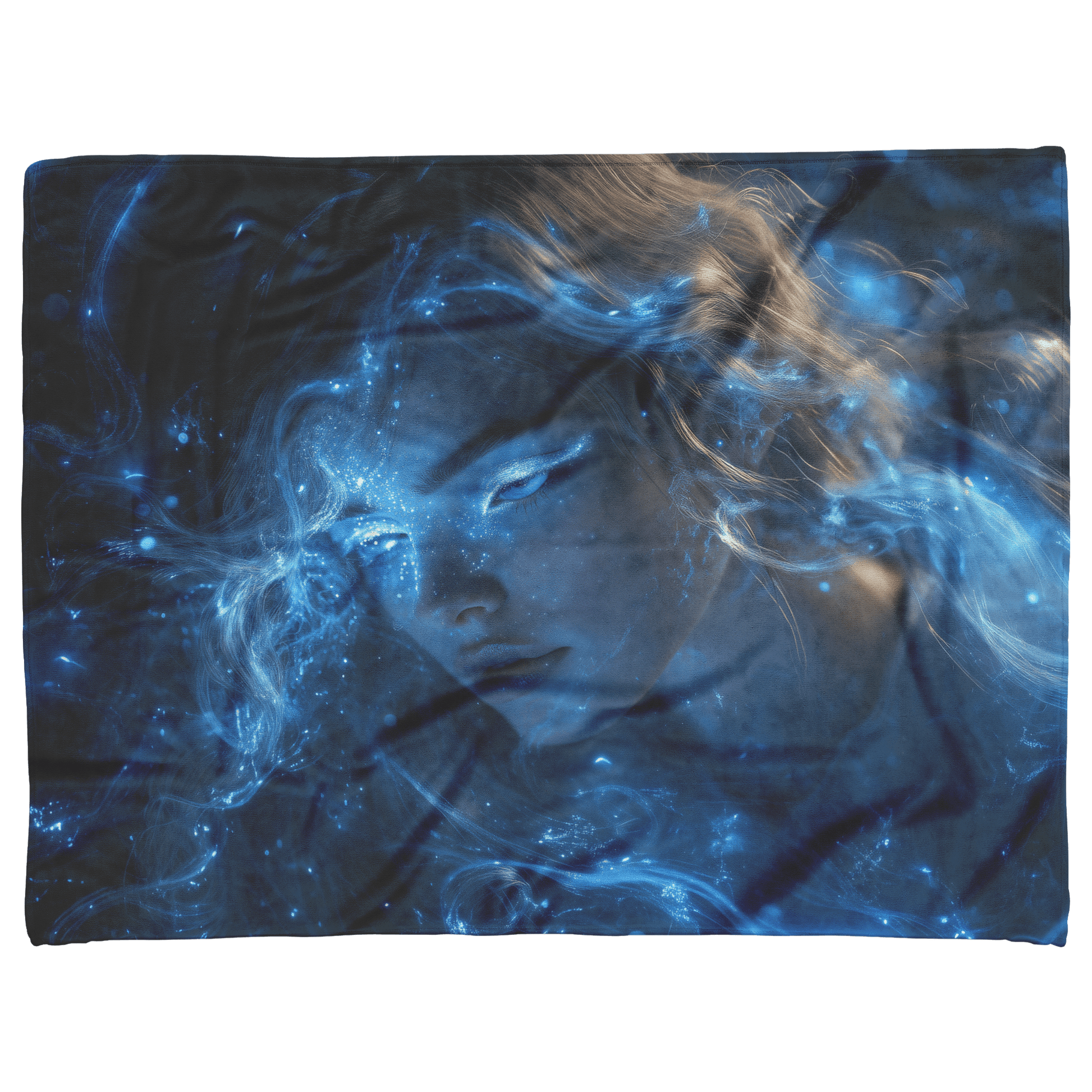 Night Elf Mage Fleece Sherpa Blanket Frost Spell Shimmering Stars Silver Highlights Bold Majestic Design - Awakening Righteousness